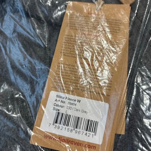 Fjallraven Stina Fleece Women’s Full Zip Jacket In Dark Grey Size L, NWT